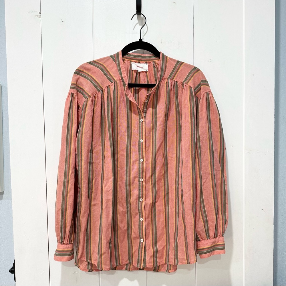 Striped Pink Button-Up Blouse - Picture 3 of 7